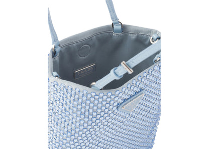 prada embellished satin handbag celeste