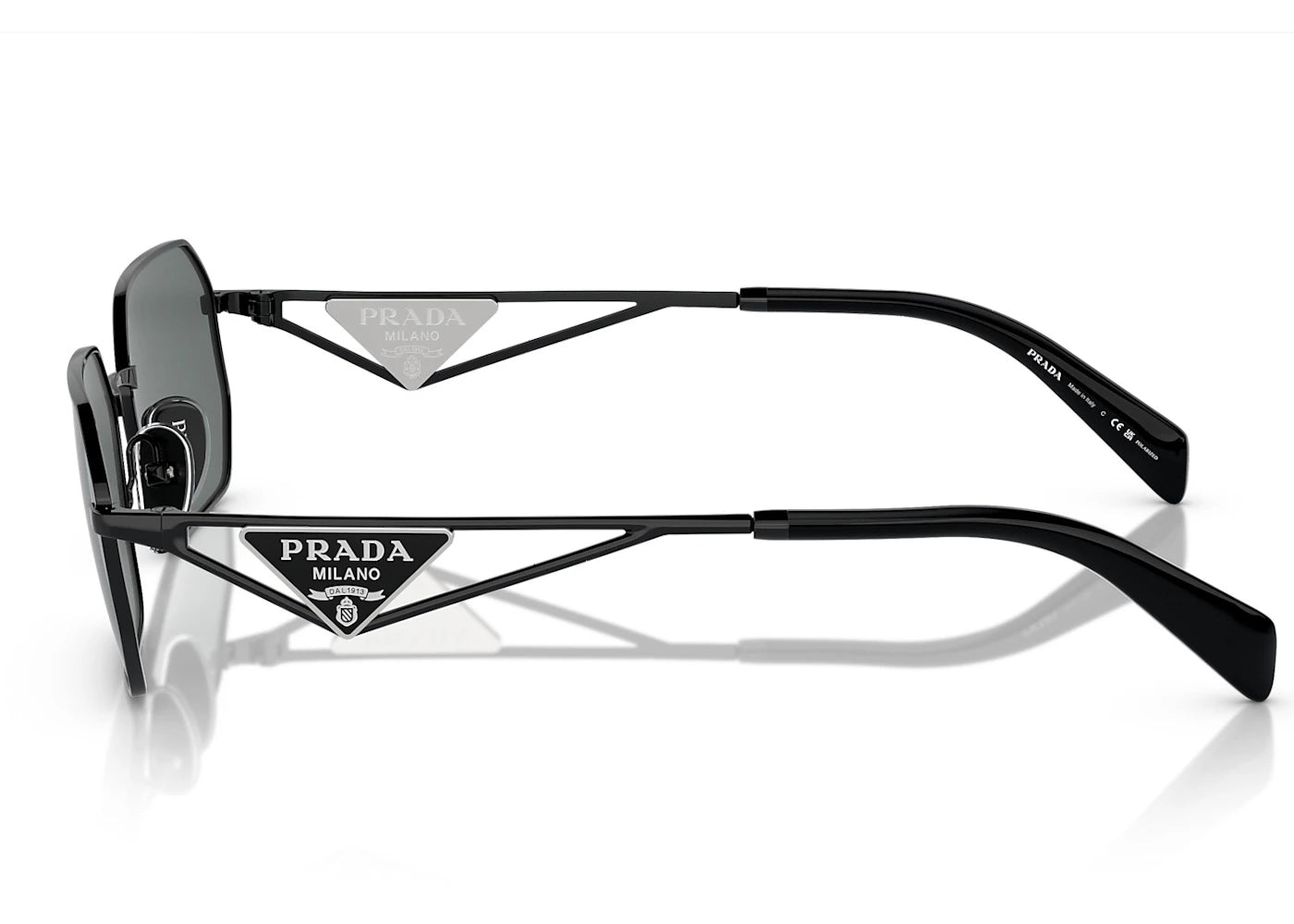 Prada Geometric Sunglasses Black/Black Grey Spra51 1Ab-5Z1