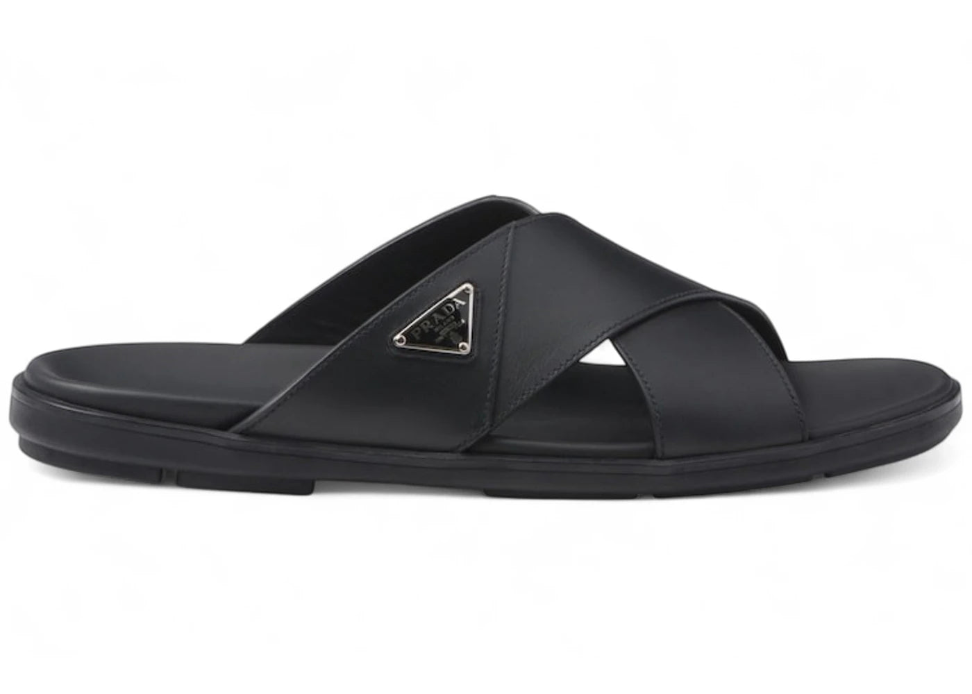 Prada Leather Criss Cross Slide Black