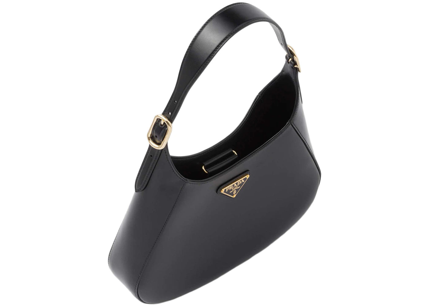 Prada Logo Leather Shoulder Bag Black/Gold