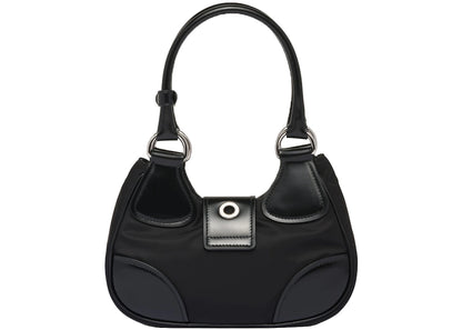 prada moon re-nylon and leather bag black
