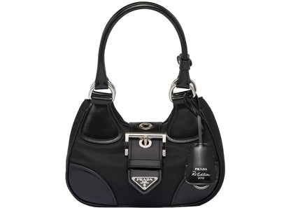 prada moon re-nylon and leather bag black