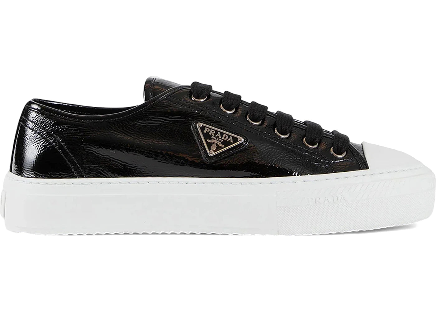 Prada Naplak Leather Sneakers Black Patent (Women'S)