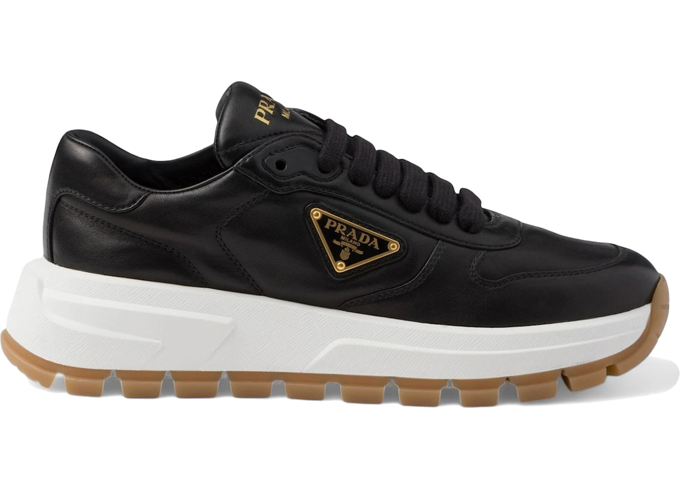 Prada Prax 01 Leather Sneakers Black Gum (Women'S)