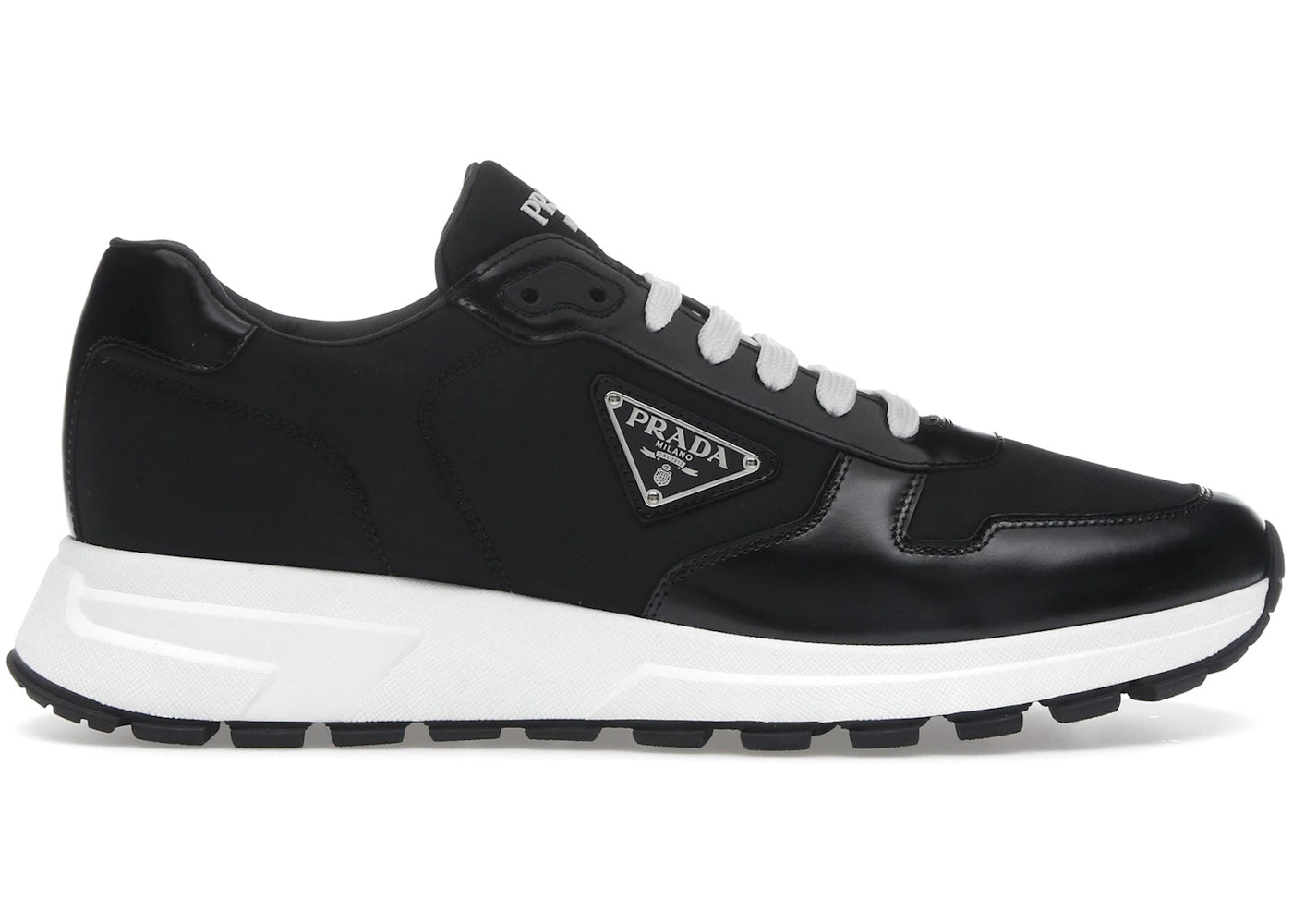 Prada Prax 01 Sneakers Re-Nylon Brushed Leather Black White