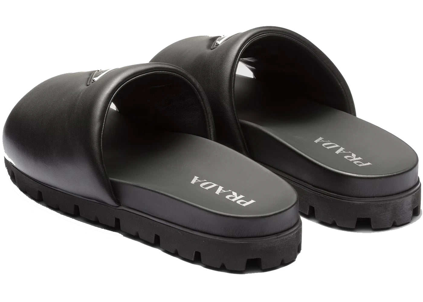 Prada Padded Slides Black Nappa Leather Mens