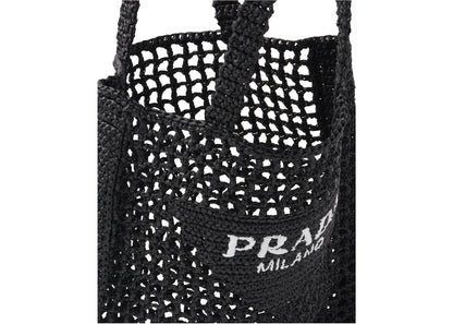 Prada Raffia Tote Bag Black