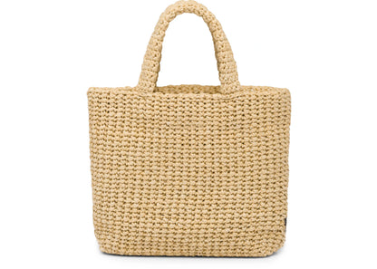 Prada Raffia Tote Bag Small Tan