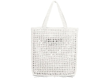 Prada Raffia Tote Bag White