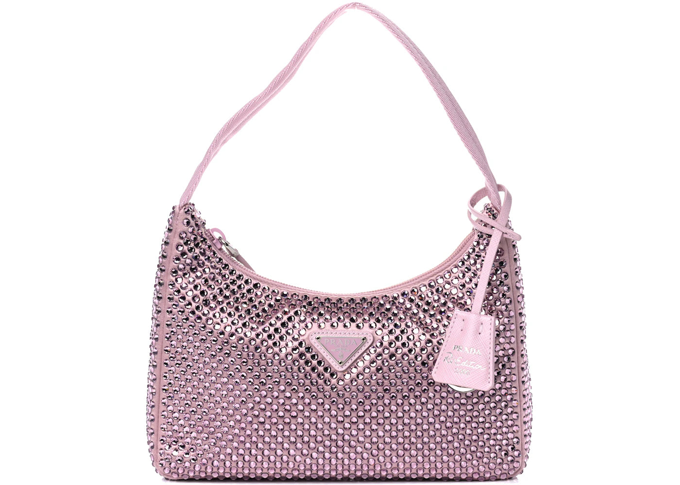 prada re-edition 2000 crystal bag pink