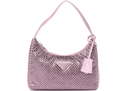 prada re-edition 2000 crystal bag pink