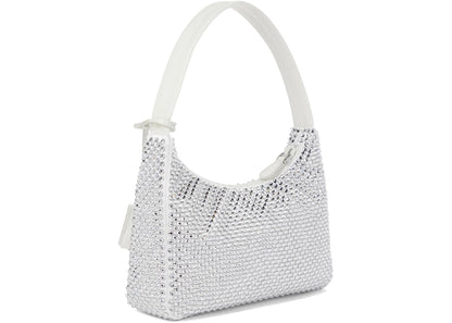 prada re-edition 2000 crystal mini bag white