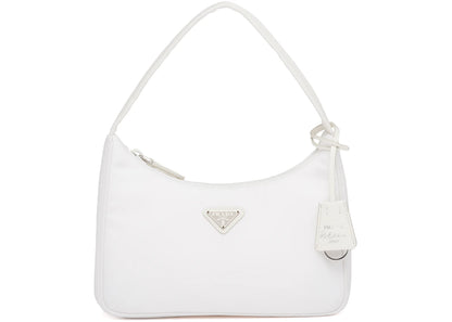 prada re-edition 2000 nylon mini bag white