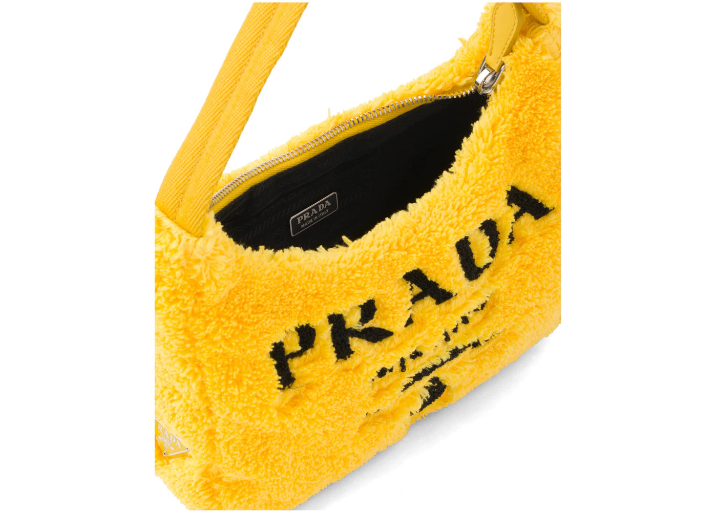 prada re-edition 2000 terry mini bag yellow/black