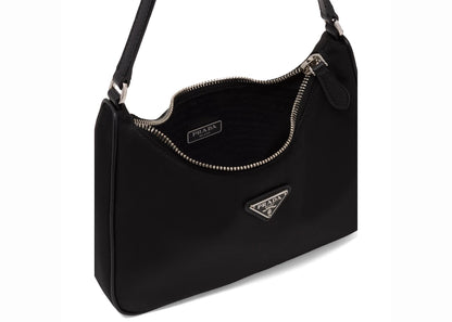 prada re-edition 2005 mini bag nylon saffiano leather strap black
