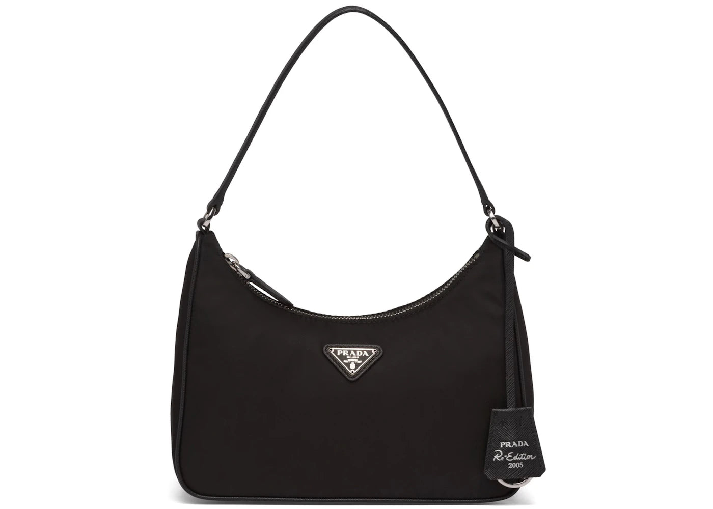 prada re-edition 2005 mini bag nylon saffiano leather strap black