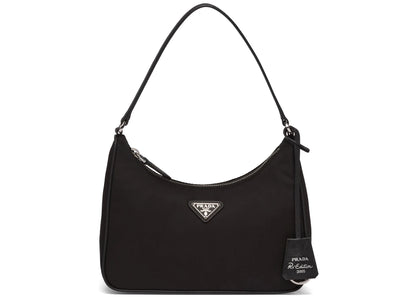 prada re-edition 2005 mini bag nylon saffiano leather strap black