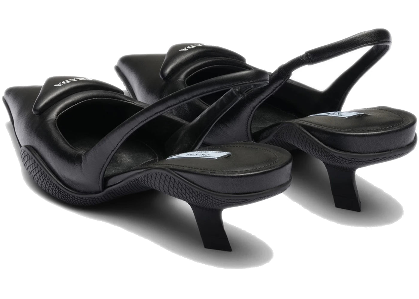 Prada Soft Padded Slingback Pumps Black Leather