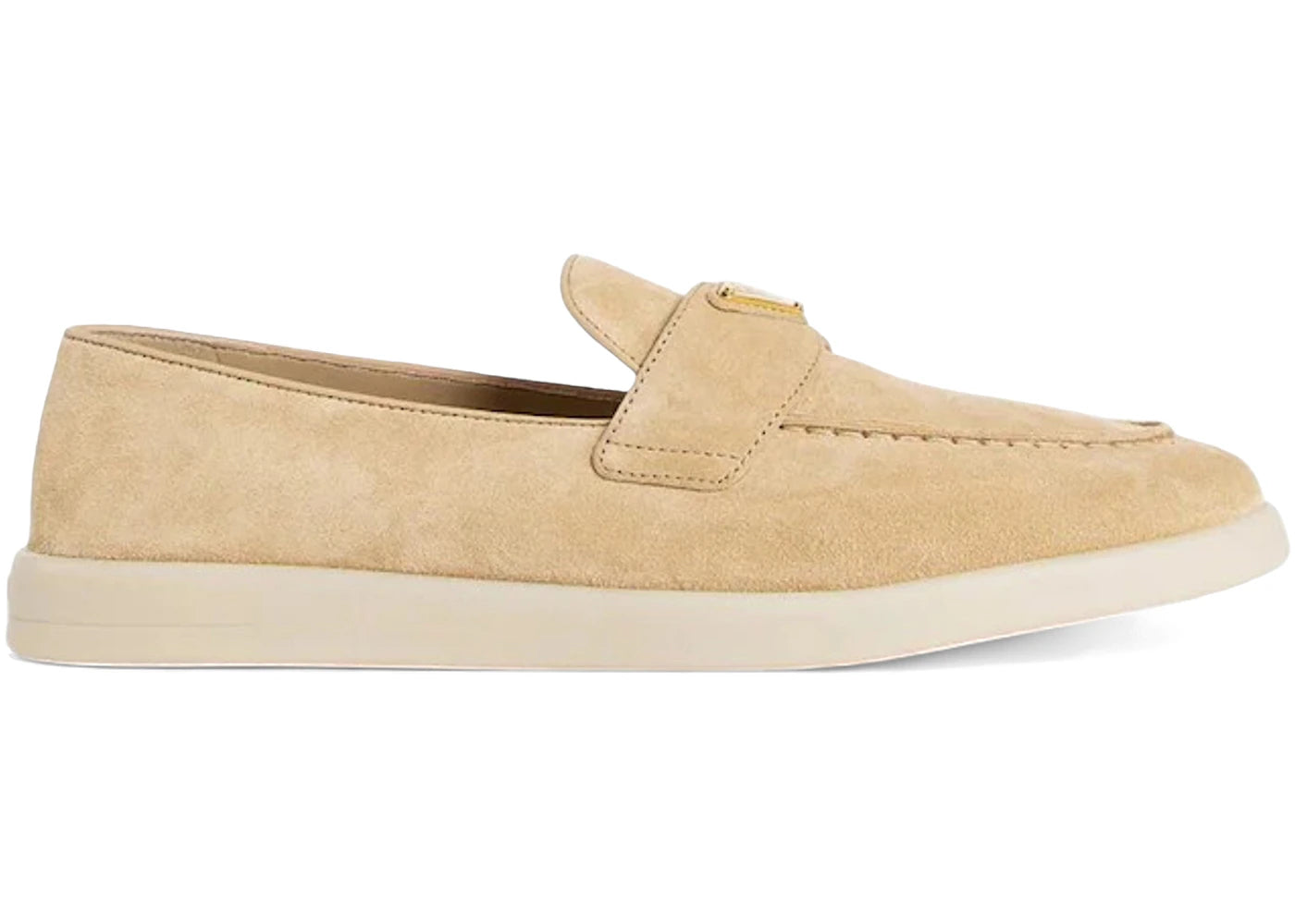 prada suede leather loafers ecru (women's)