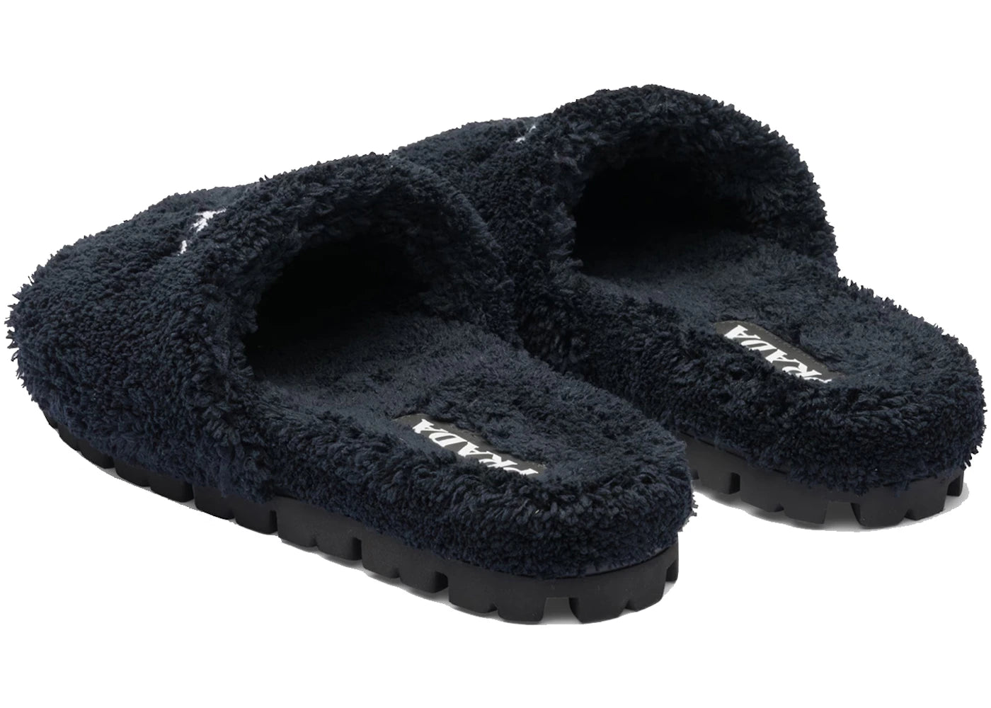 Prada Terry Cloth Slides Black Womens