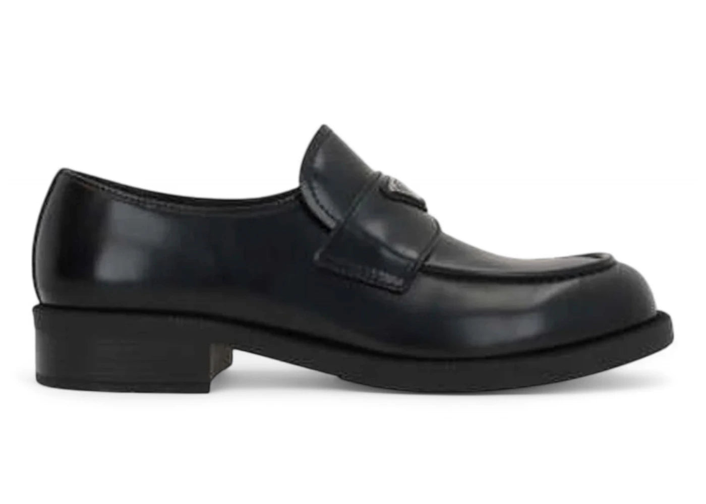 prada triangle-logo slip-on loafers black