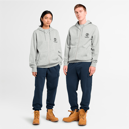 Timberland Print Stack Logo Full-Zip Hoodie Medium Grey Heather
