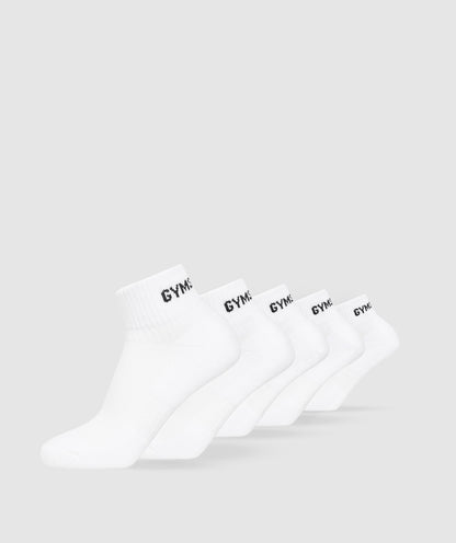 Women's Gymshark Quarter Socks 5Pk White