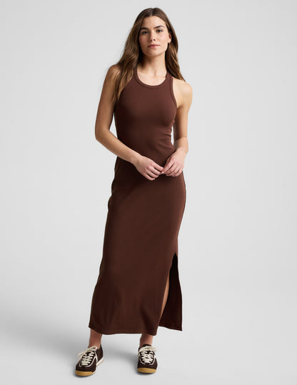 Beyond Yoga Ribbed High Neck Maxi Dress Women's