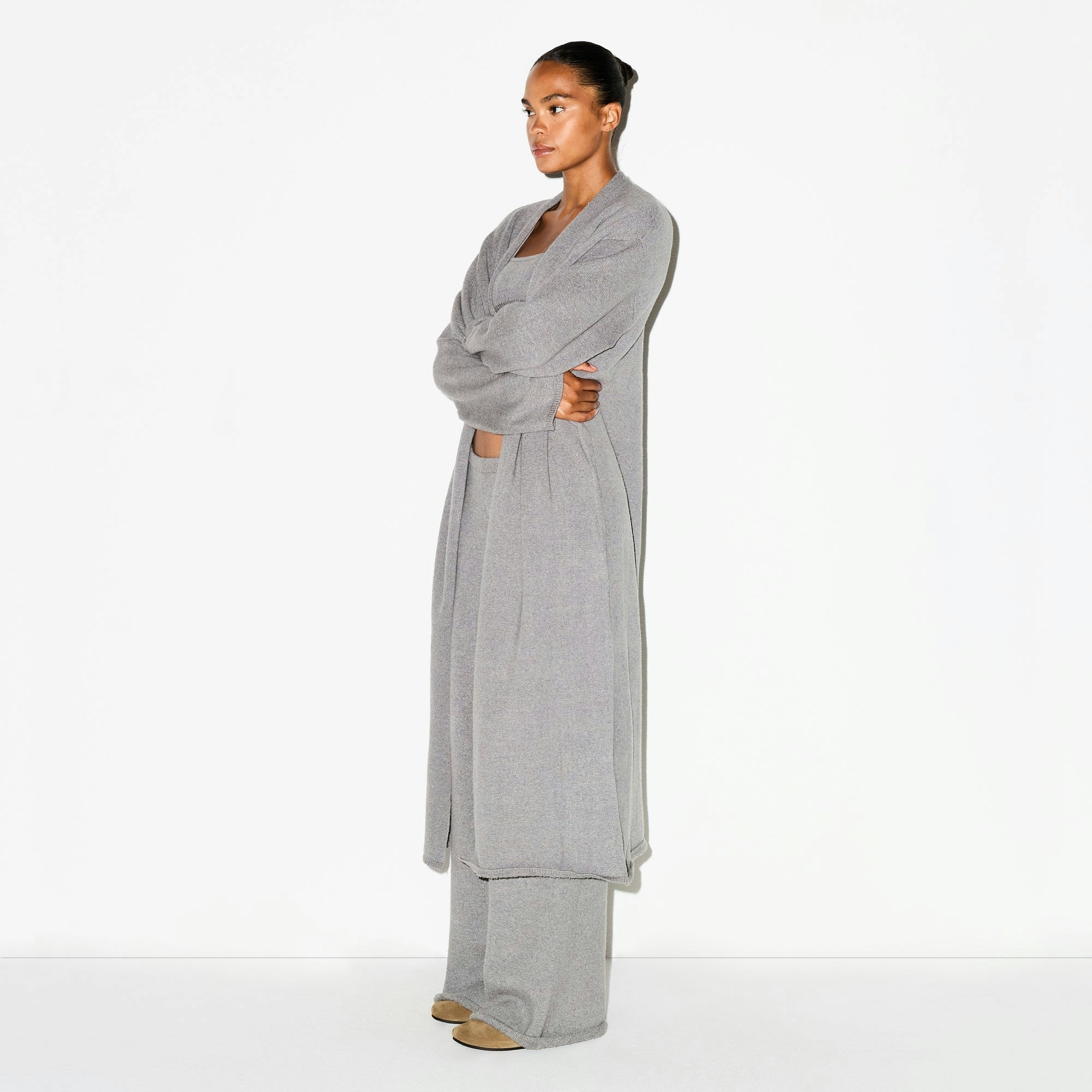 TEXTURED KNIT LONG CARDIGAN