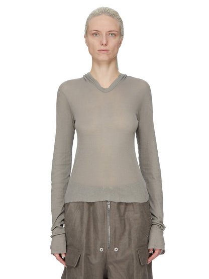 Rick Owens Cropped Hooded Rib LS T