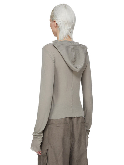 Rick Owens Cropped Hooded Rib LS T