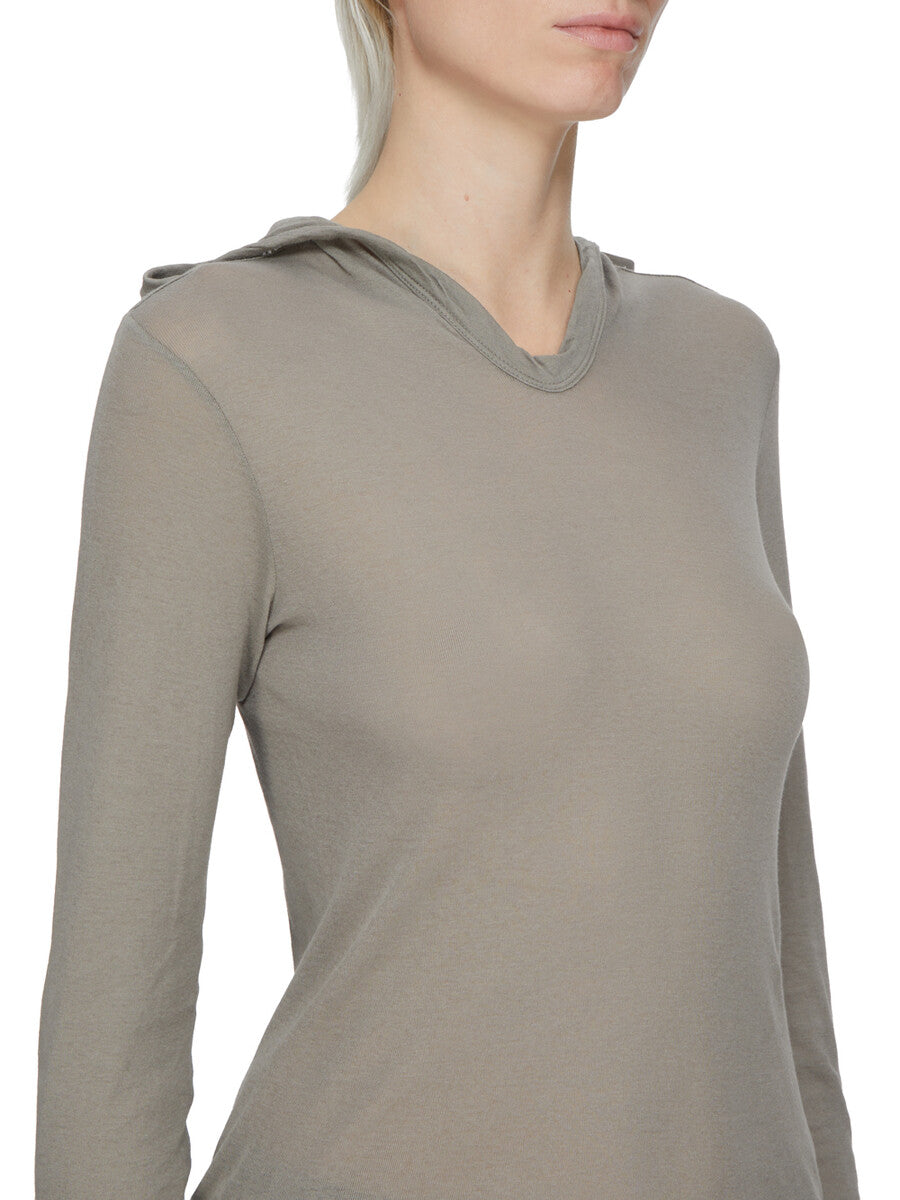 Rick Owens Cropped Hooded Rib LS T