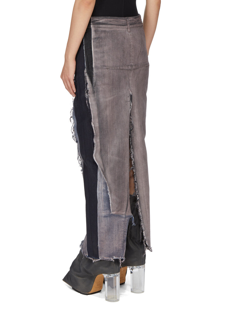 Rick Owens Denim Sliced Skirt