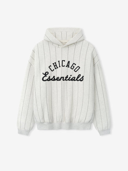 Essentials White Sox Sport Hoodie Oatmeal Heather W Black Pinstripes
