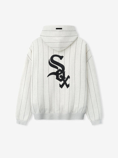 Essentials White Sox Sport Hoodie Oatmeal Heather W Black Pinstripes