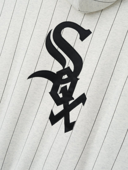 Essentials White Sox Sport Hoodie Oatmeal Heather W Black Pinstripes