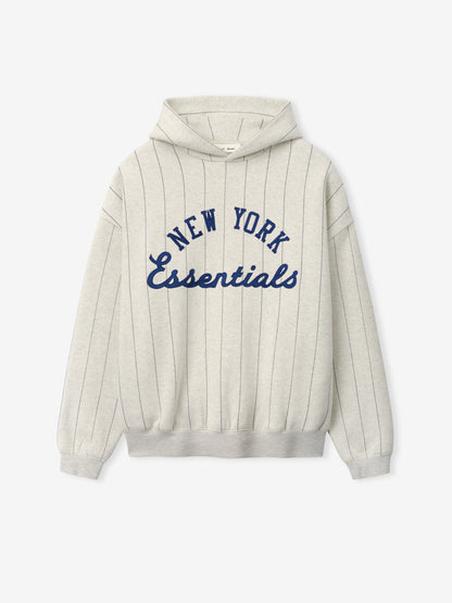 Essentials Mets Sport Hoodie Oatmeal Heather W Dark Sapphire Pinstripes