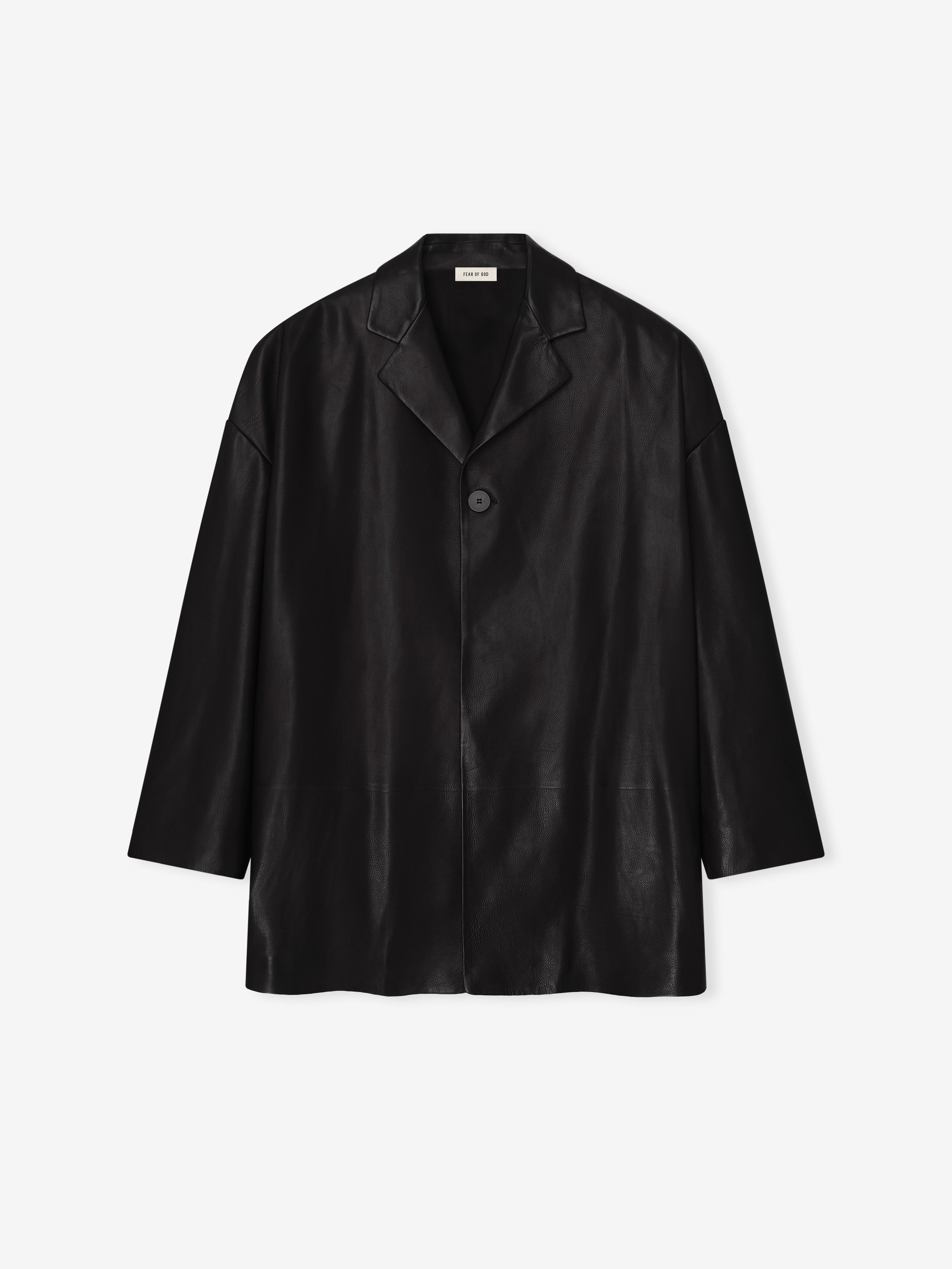 Essentials Leather Relaxed Blazer Black