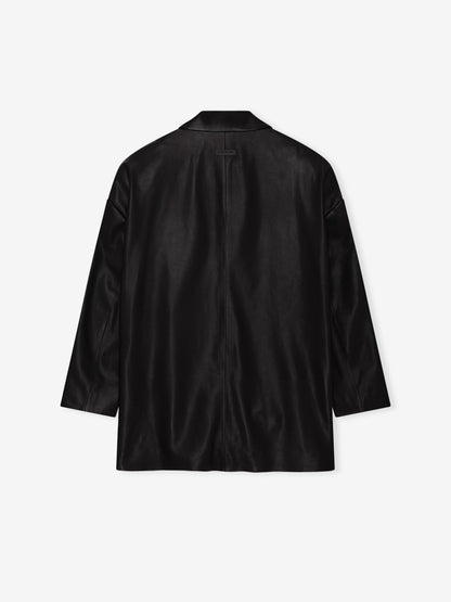 Essentials Leather Relaxed Blazer Black
