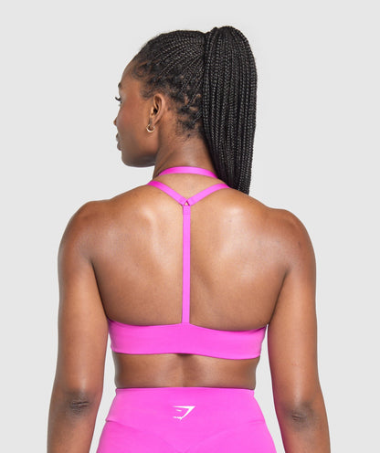 Women's Gymshark Reps T Back Sports Bra Vibrant Pink