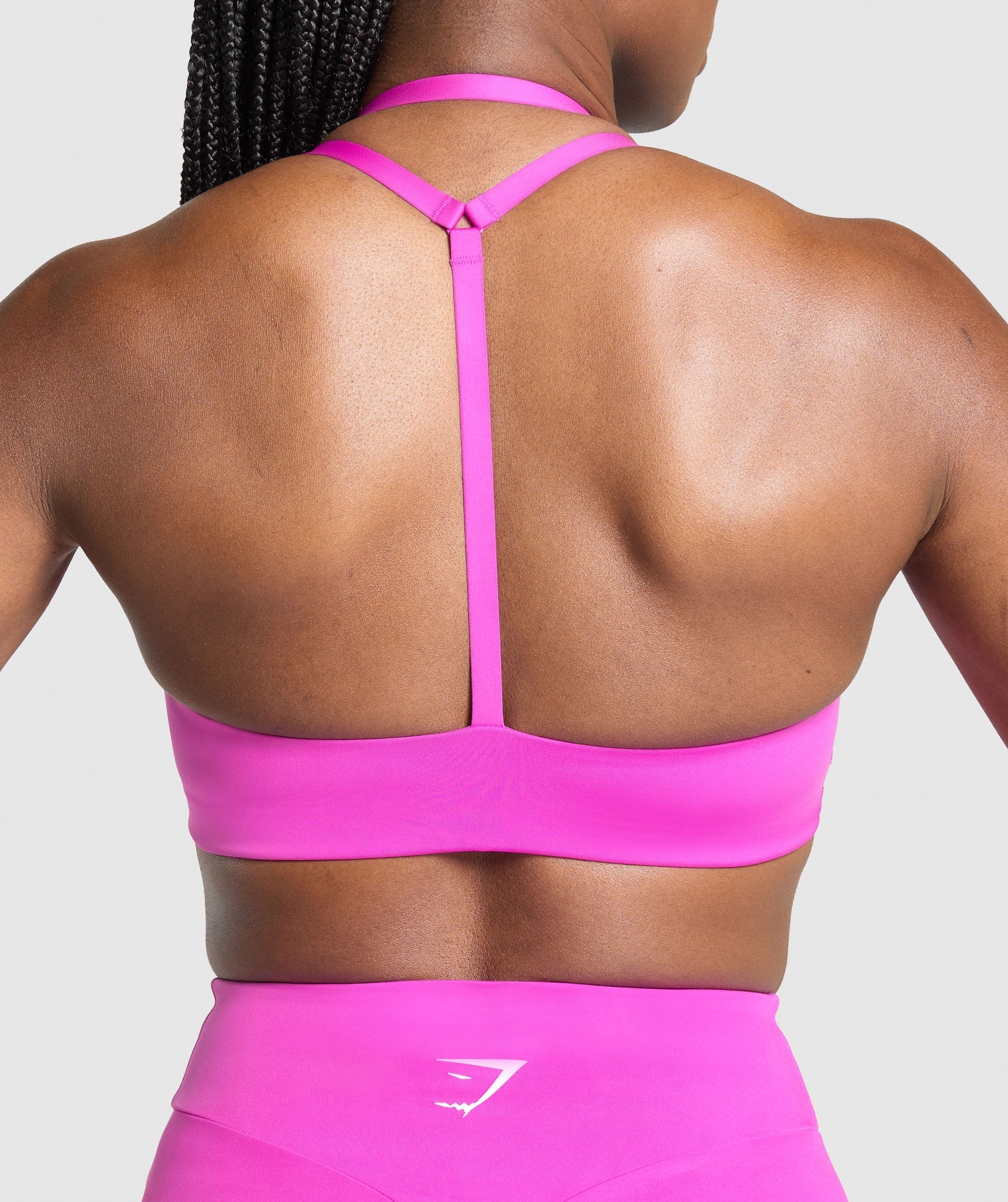 Women's Gymshark Reps T Back Sports Bra Vibrant Pink
