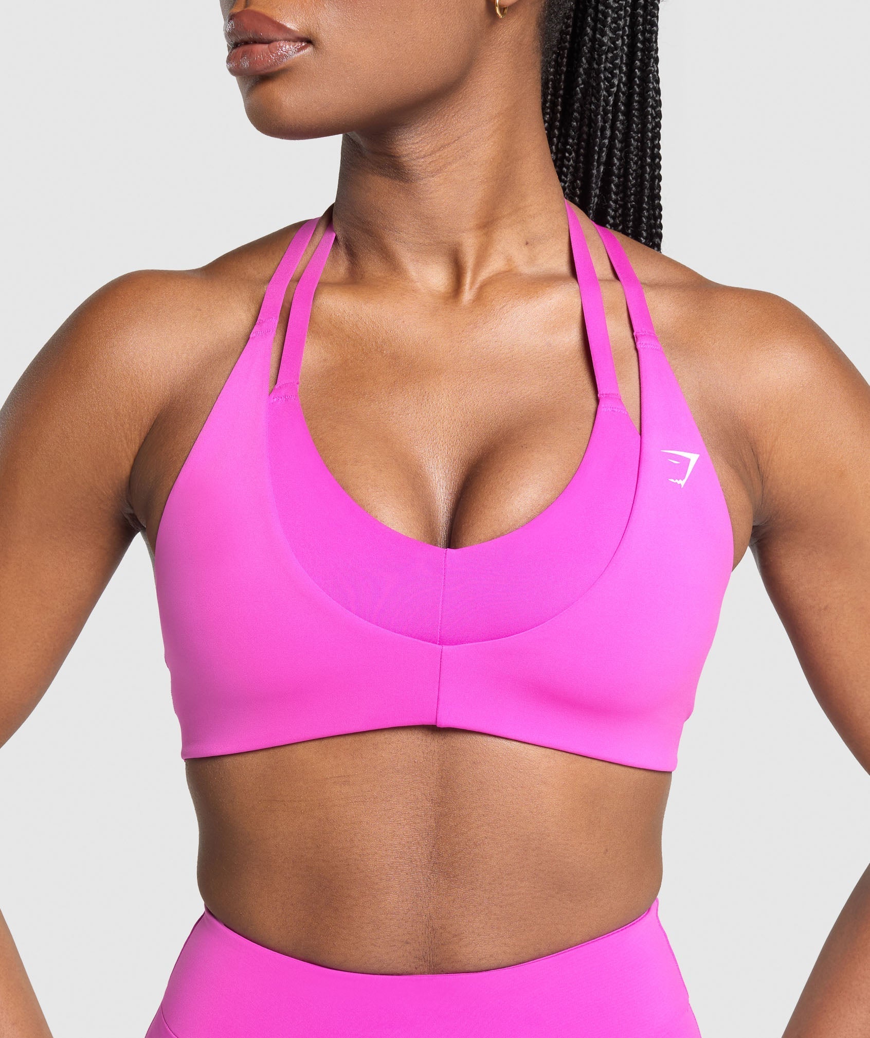 Women's Gymshark Reps T Back Sports Bra Vibrant Pink