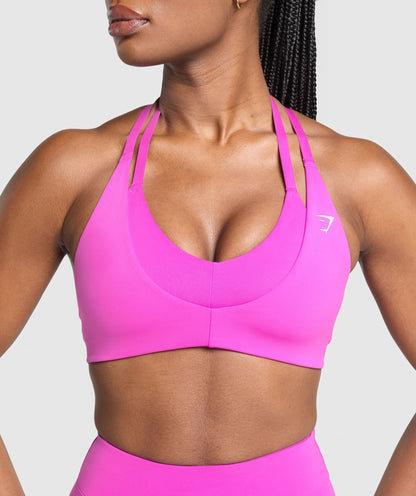 Women's Gymshark Reps T Back Sports Bra Vibrant Pink
