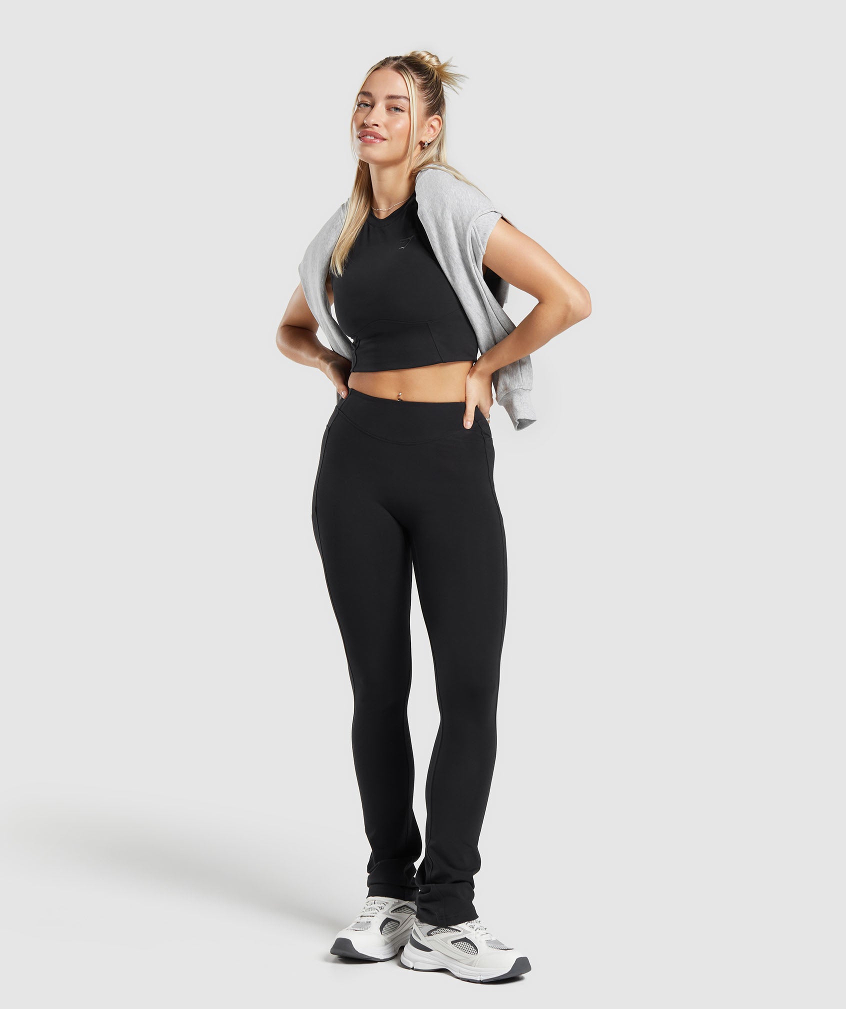 Women's Gymshark Rest Day Boot Cut Cotton Leggings Black