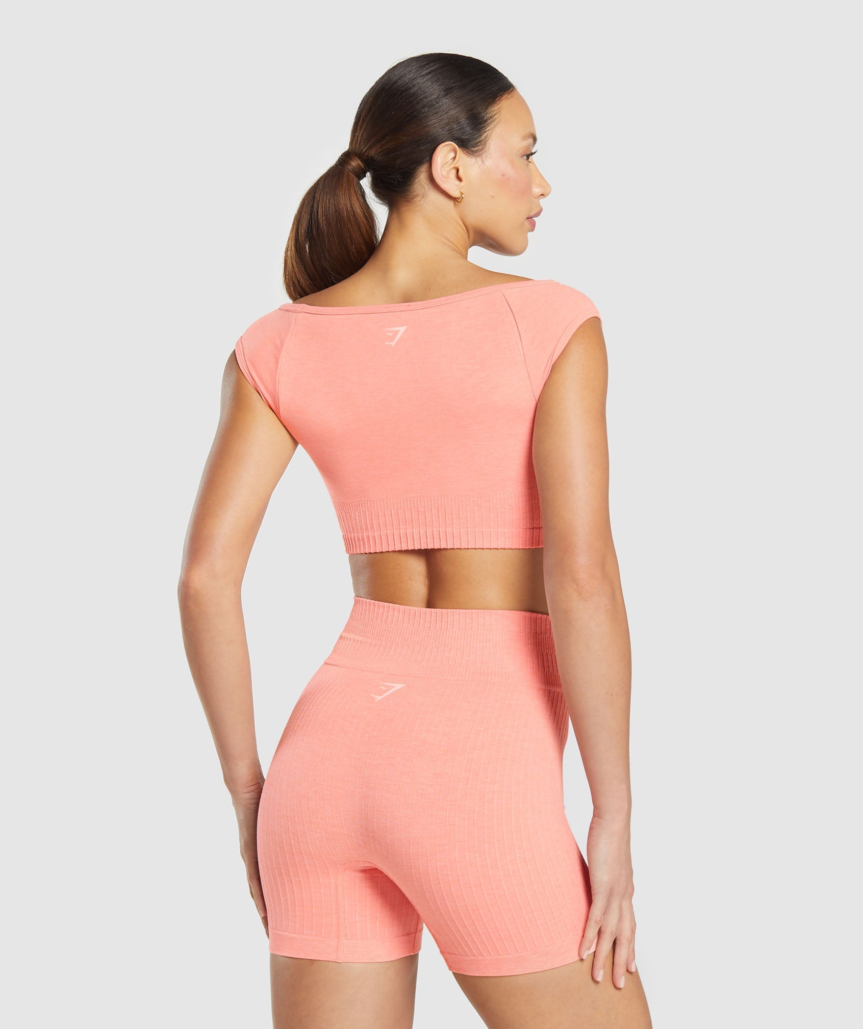 Women's Gymshark Luxe Seamless Boat Neck Crop Top Bros Muted Coral Marl