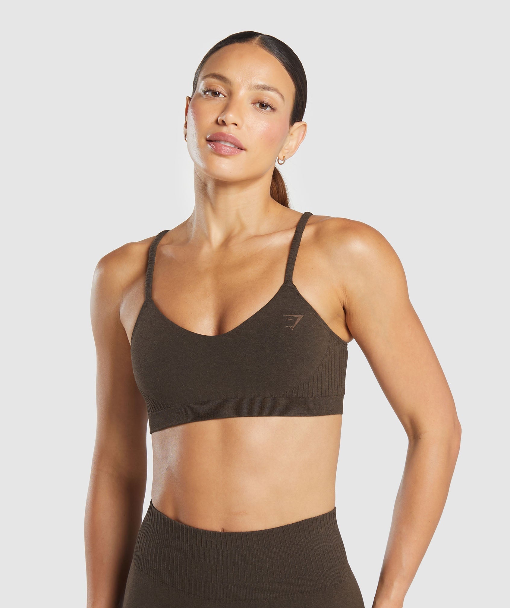 Women's Gymshark Luxe Seamless Bralette Walnut Brown Marl