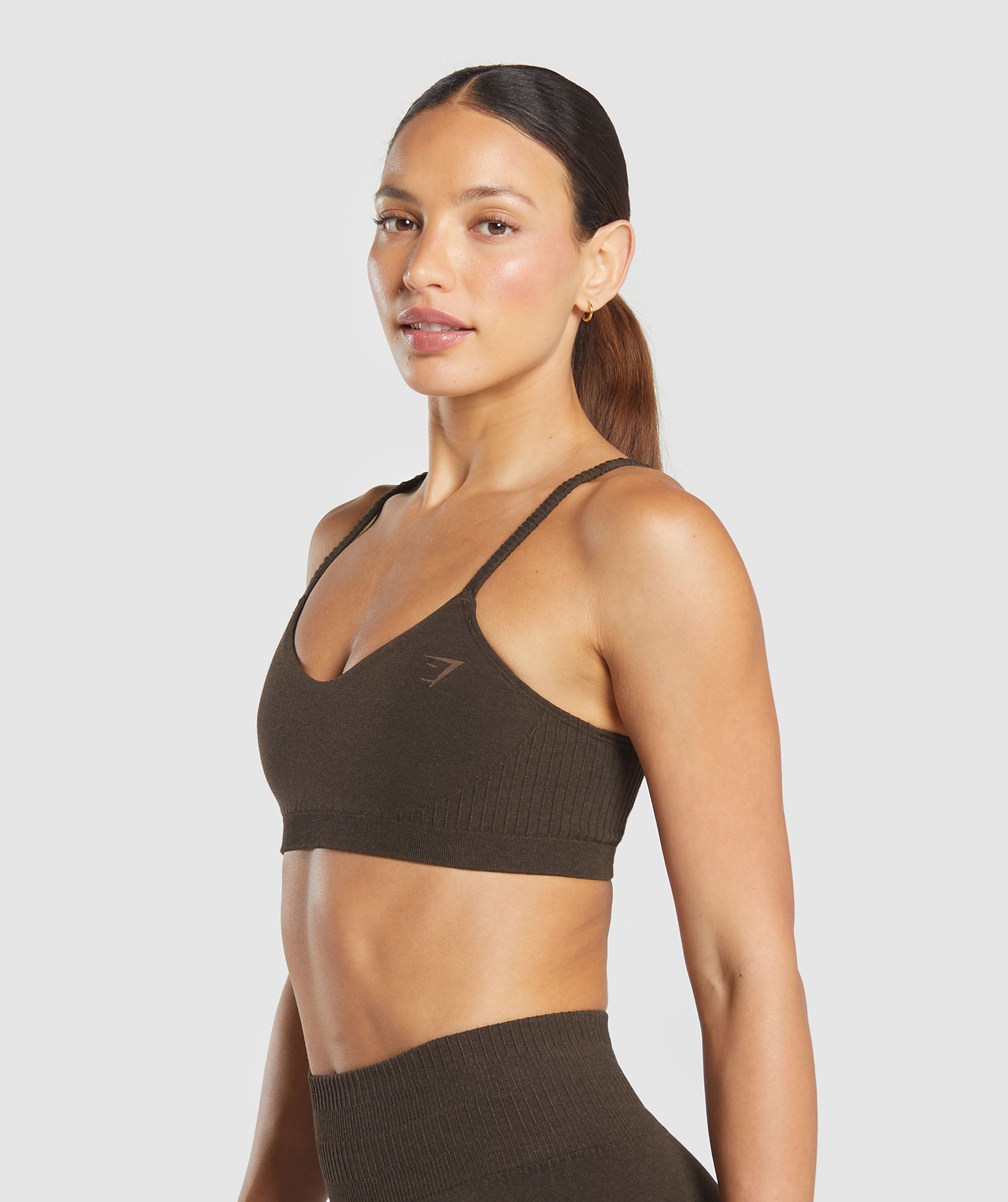 Women's Gymshark Luxe Seamless Bralette Walnut Brown Marl