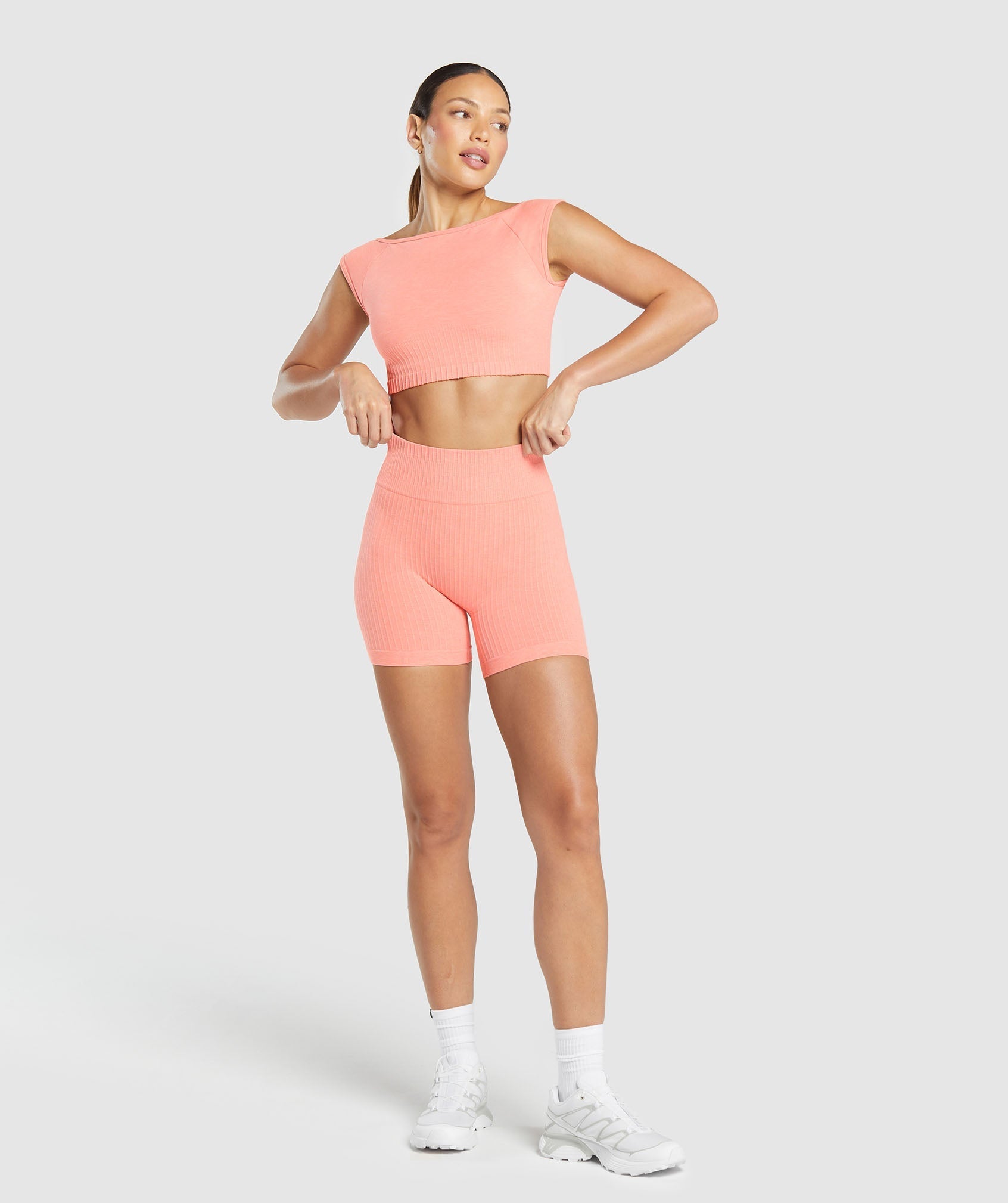 Women's Gymshark Luxe Seamless Shorts Muted Coral Marl