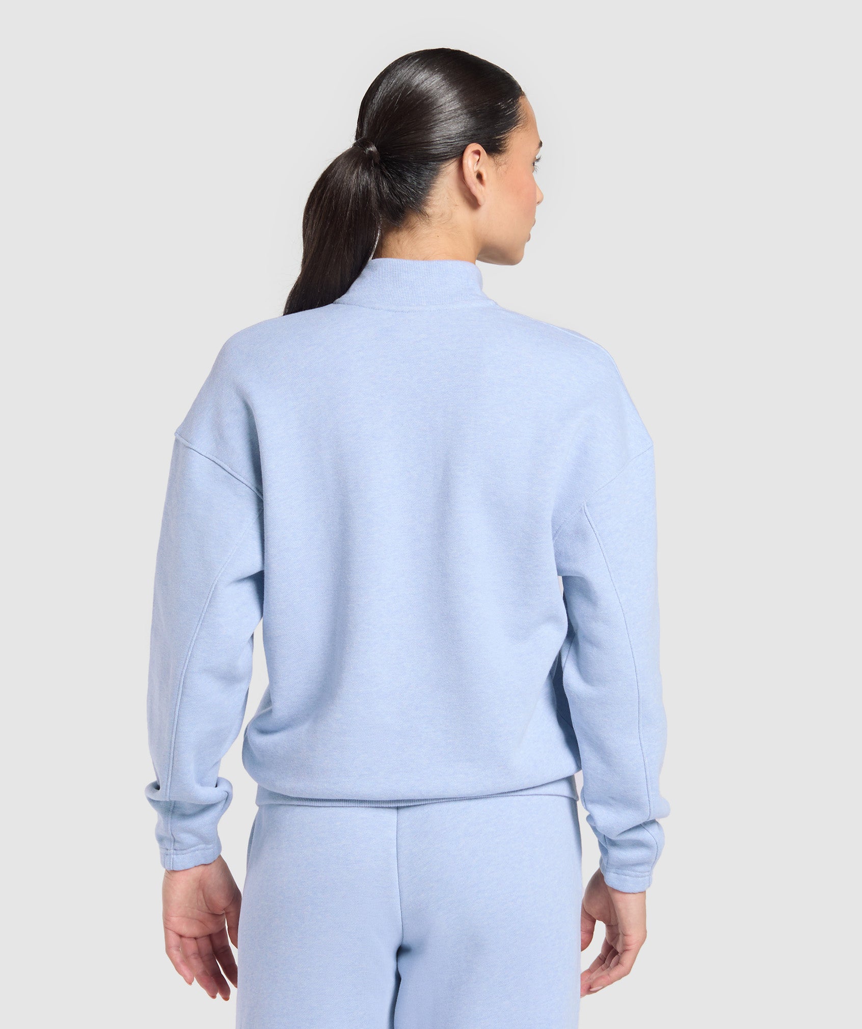 Women's Gymshark Rest Day Sweats 2.0 1/4 Zip Pullover Blue Marl