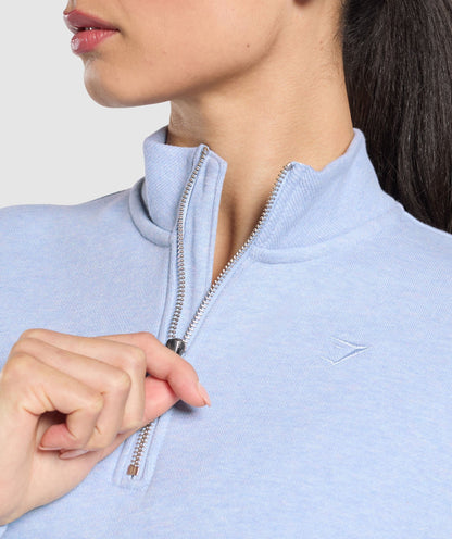Women's Gymshark Rest Day Sweats 2.0 1/4 Zip Pullover Blue Marl